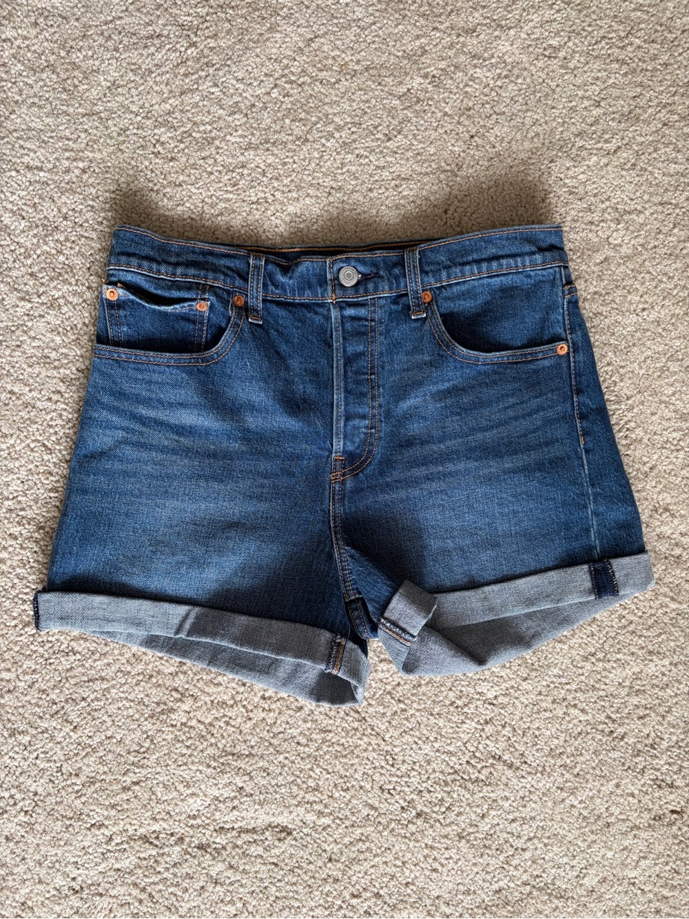 Levis Premium Denim Shorts blue Wedgie fit rolled Cuff Jean summer shorts sz 30